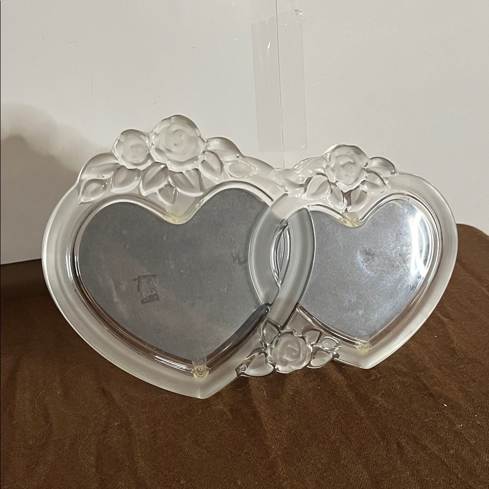 😄High quality frosted double heart picture frame etched heavy cottage core